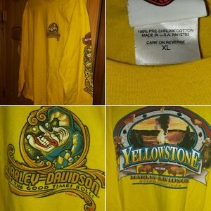 Harley-Davidson Yellowstone Yellow Long Sleeve T Shirt Bozeman Montana Size XL